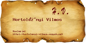 Hortolányi Vilmos névjegykártya